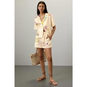 RHODE Off-White Audrina Shorts Size XS with Fabric Pull